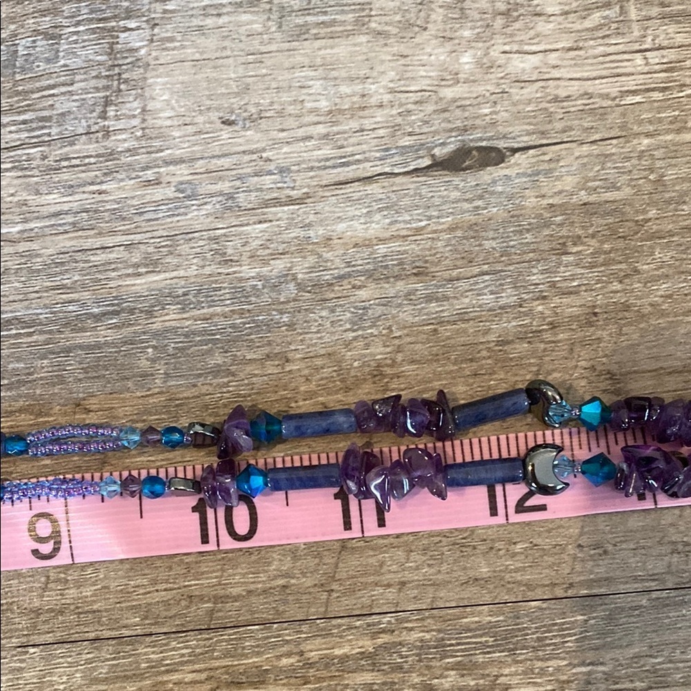 Amethyst Beaded Celestial Inspired Handmade Necklace with Circular Pendant - Picture 14 of 16